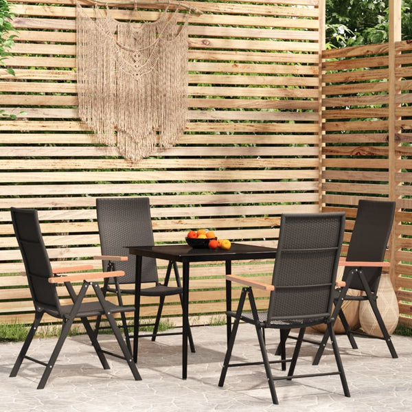 vidaXL 5-piece Outdoor Dining Set Black