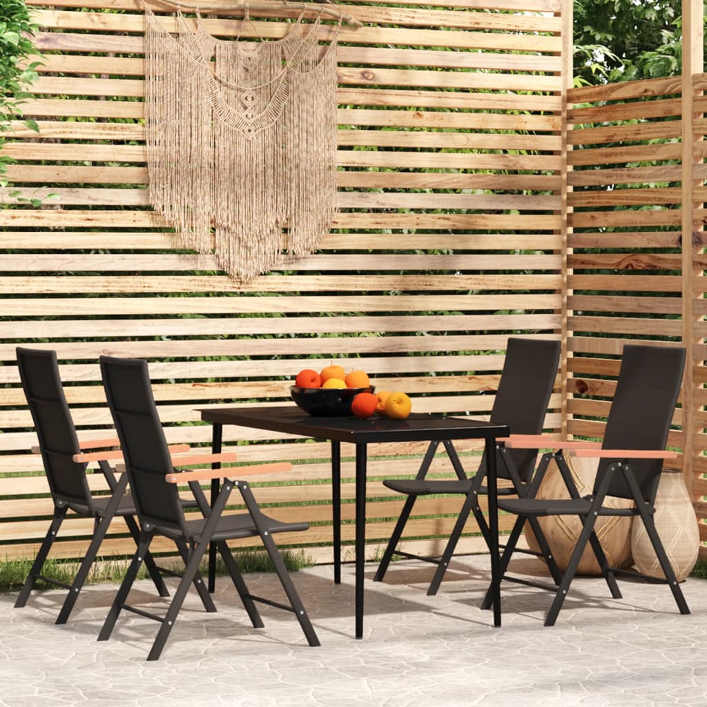 vidaXL 5-piece Outdoor Dining Set Black