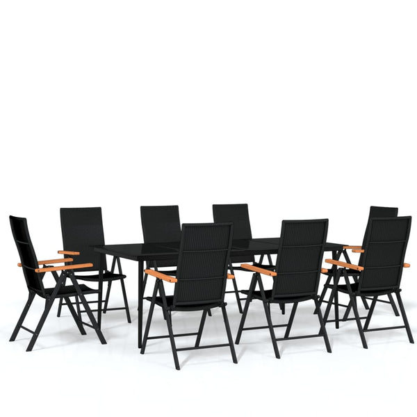 vidaXL 9-piece Garden Dining Set Black