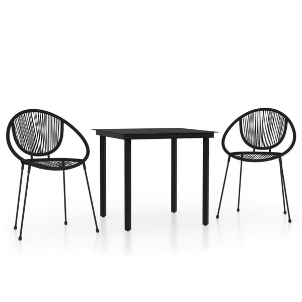 vidaXL 3-Piece Outdoor Dining Set Black