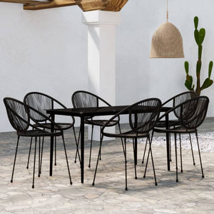 vidaXL 7-Piece Outdoor Dining Set Black