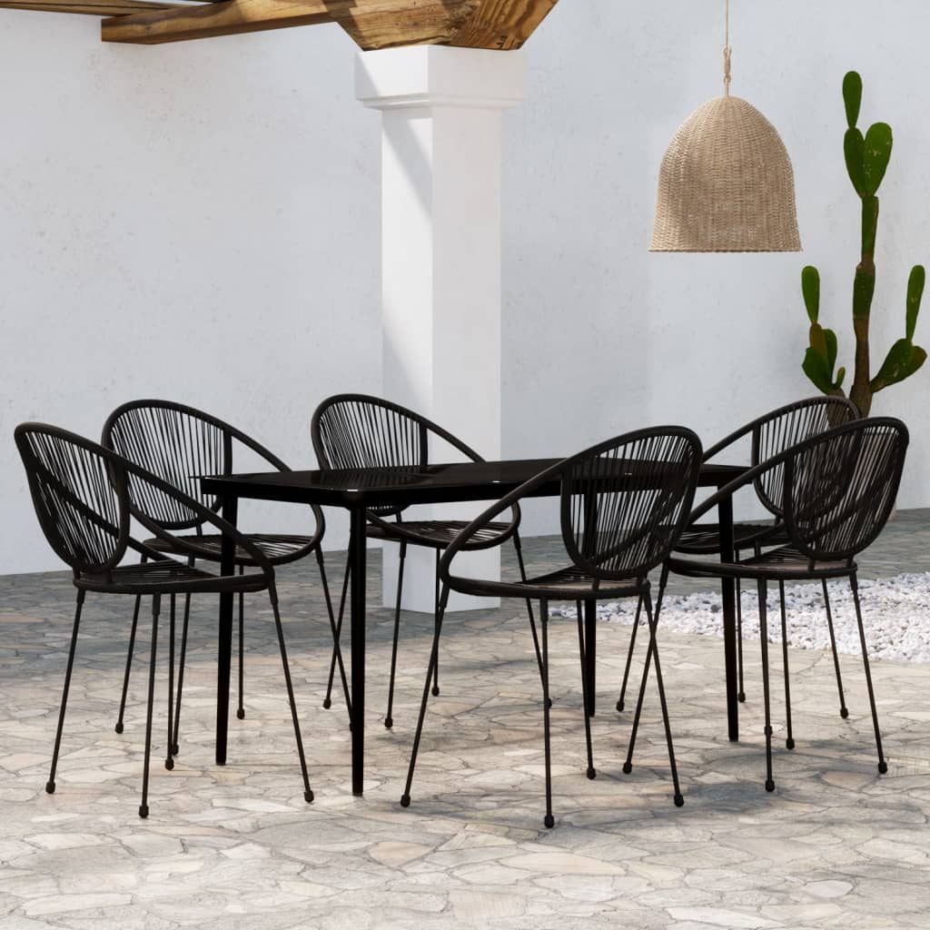 vidaXL 7-Piece Outdoor Dining Set Black