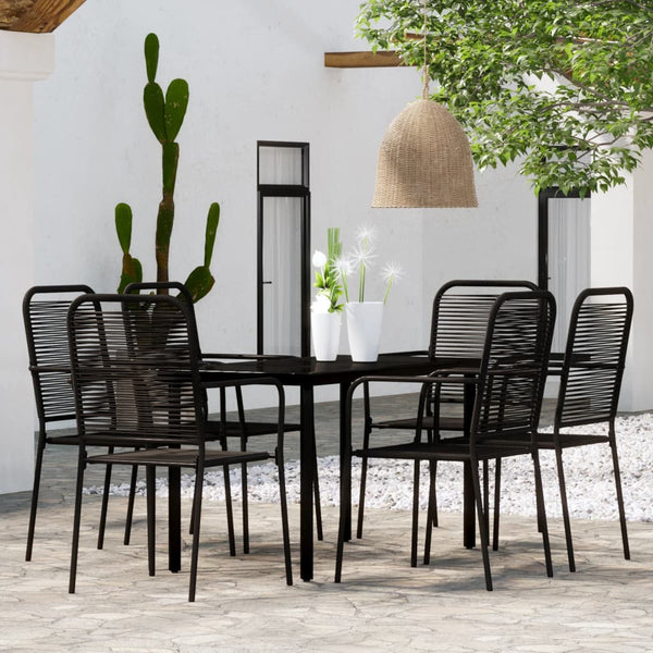 vidaXL 7-Piece Outdoor Dining Set Black