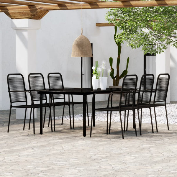 vidaXL 7-Piece Outdoor Dining Set Black
