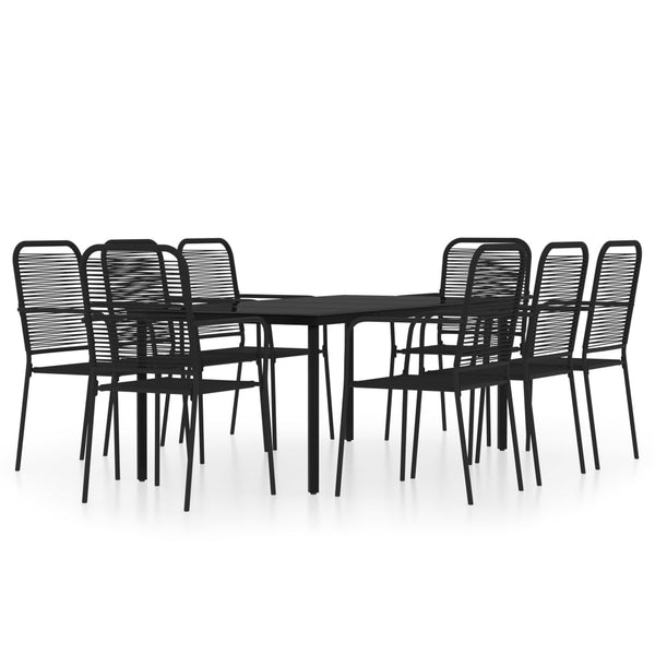 vidaXL 9-piece Garden Dining Set Black