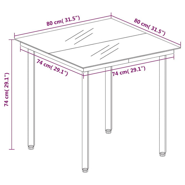 3-tlg. Garten-Essgruppe Schwarz PVC Rattan