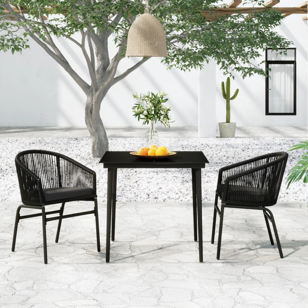 vidaXL 3-Piece Outdoor Dining Set Black