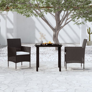 vidaXL 3-Piece Garden Dining Set with Cushions Black