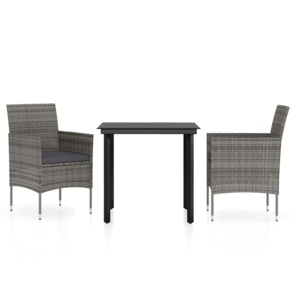 vidaXL 3-Piece Outdoor Dining Set with Cushions Grey and Black