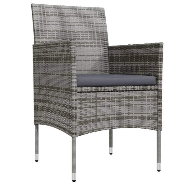 vidaXL 3-Piece Outdoor Dining Set with Cushions Grey and Black