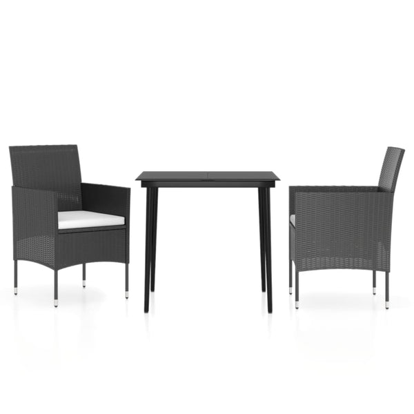 vidaXL 3-Piece Garden Dining Set with Cushions Black