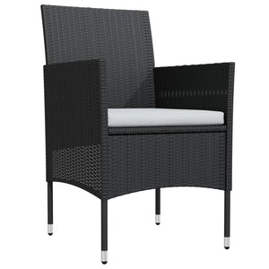 vidaXL 3-Piece Garden Dining Set with Cushions Black
