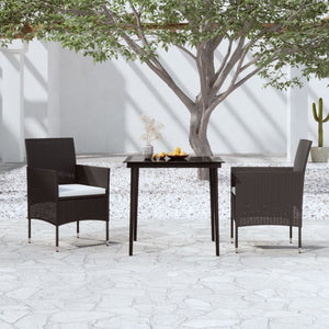 vidaXL 3-Piece Garden Dining Set with Cushions Black