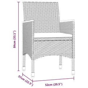 vidaXL 3-Piece Garden Dining Set with Cushions Black