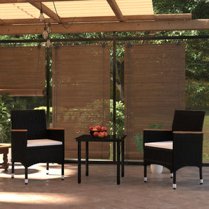 vidaXL 3-Piece Garden Dining Set with Cushions Black
