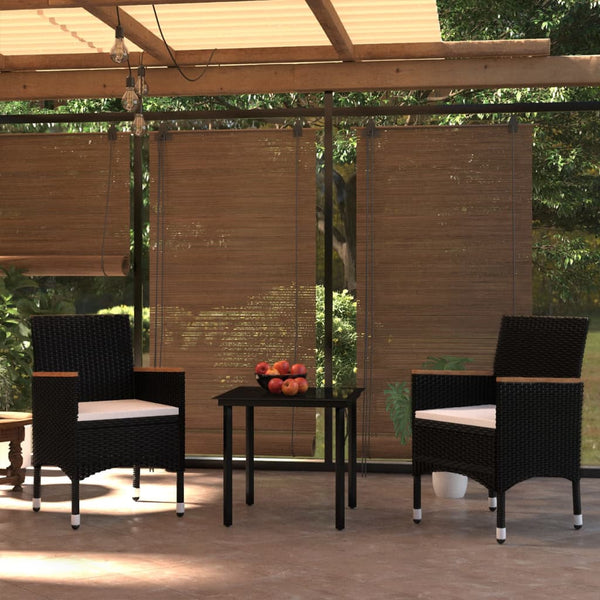 vidaXL 3-Piece Garden Dining Set with Cushions Black