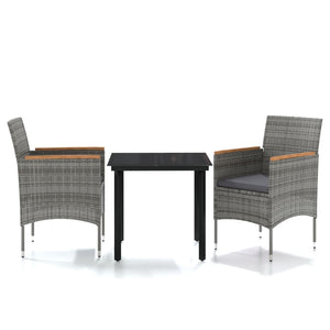 vidaXL 3-Piece Outdoor Dining Set with Cushions Grey and Black
