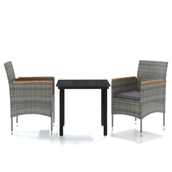 vidaXL 3-Piece Outdoor Dining Set with Cushions Grey and Black