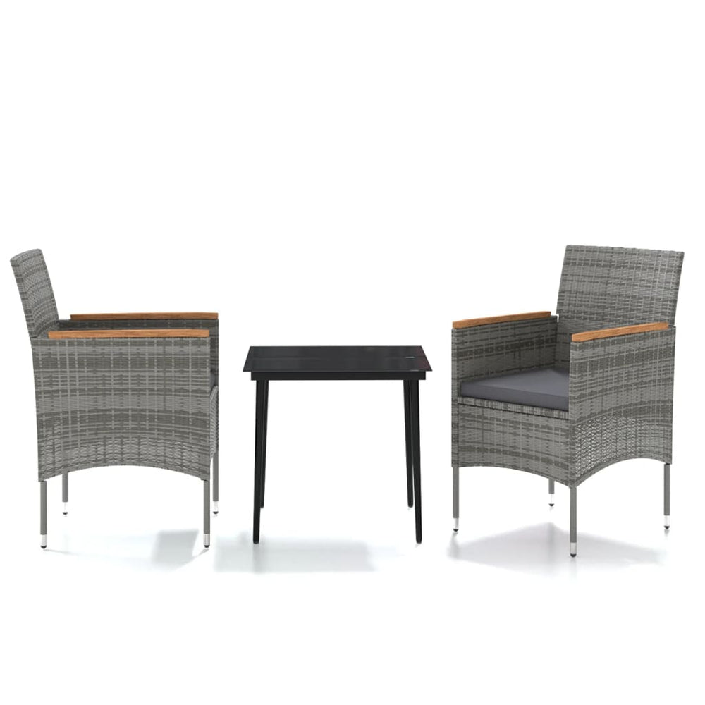 vidaXL 3-Piece Outdoor Dining Set with Cushions Grey and Black