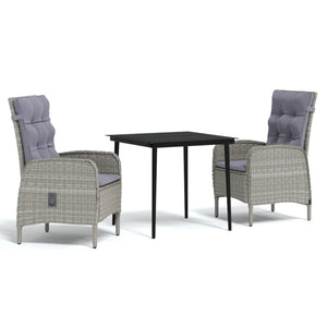 vidaXL 3-Piece Outdoor Dining Set with Cushions Grey and Black