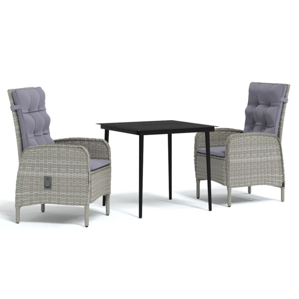 vidaXL 3-Piece Outdoor Dining Set with Cushions Grey and Black