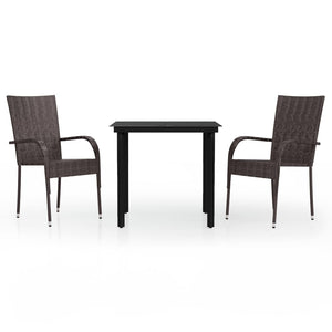 vidaXL 3-Piece Garden Dining Set Brown and Black