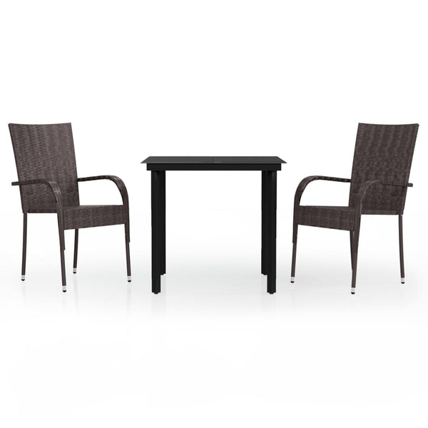 vidaXL 3-Piece Garden Dining Set Brown and Black