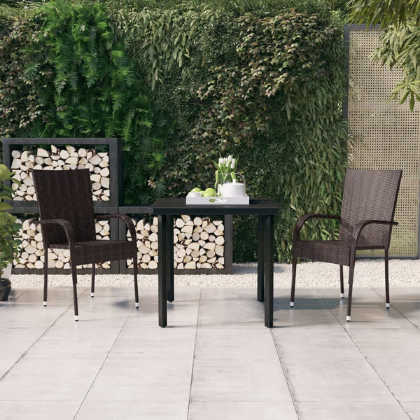 vidaXL 3-Piece Garden Dining Set Brown and Black