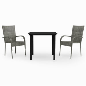 vidaXL 3-Piece Garden Dining Set Grey and Black