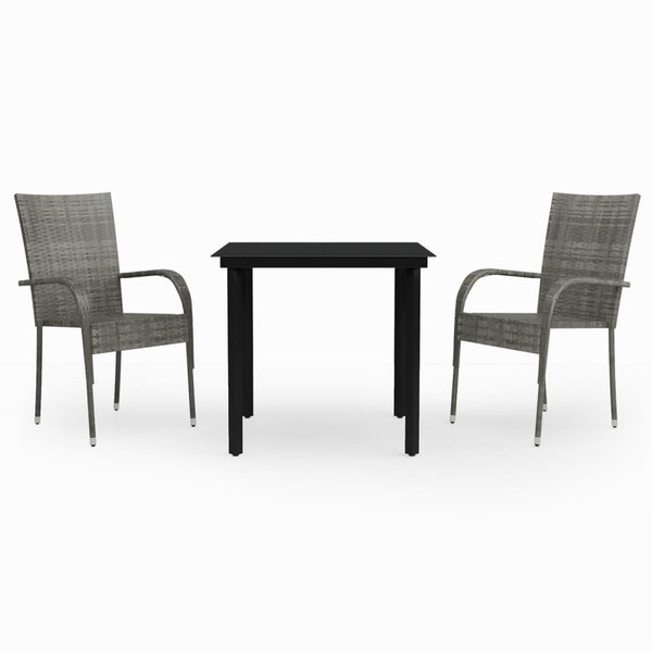 vidaXL 3-Piece Garden Dining Set Grey and Black
