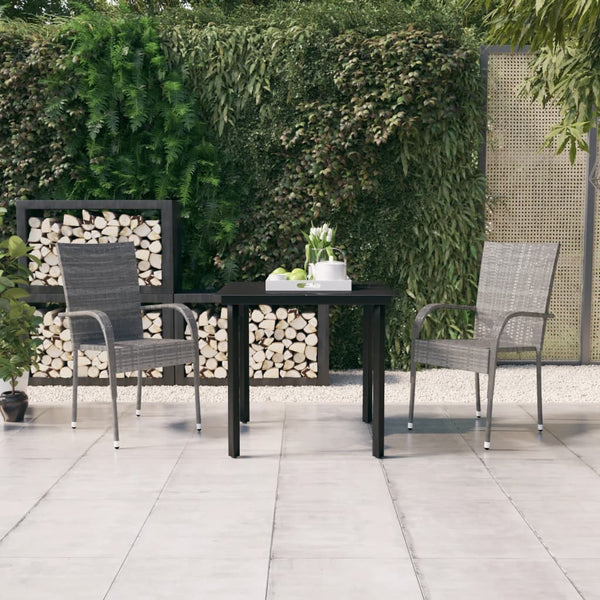 vidaXL 3-Piece Garden Dining Set Grey and Black