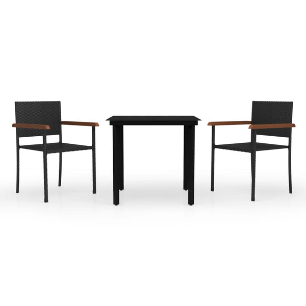 vidaXL 3-Piece Outdoor Dining Set Black