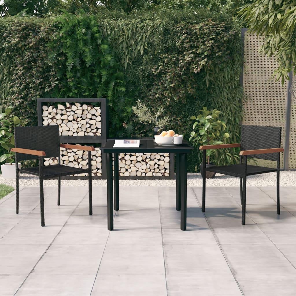 vidaXL 3-Piece Outdoor Dining Set Black