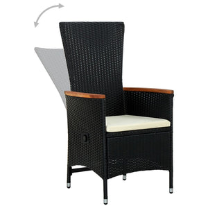 vidaXL 3-Piece Garden Dining Set with Cushions Black