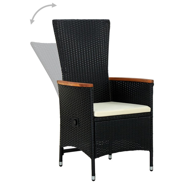 vidaXL 3-Piece Garden Dining Set with Cushions Black