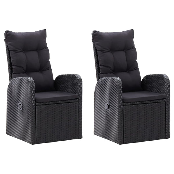 vidaXL 3-Piece Garden Dining Set with Cushions Black