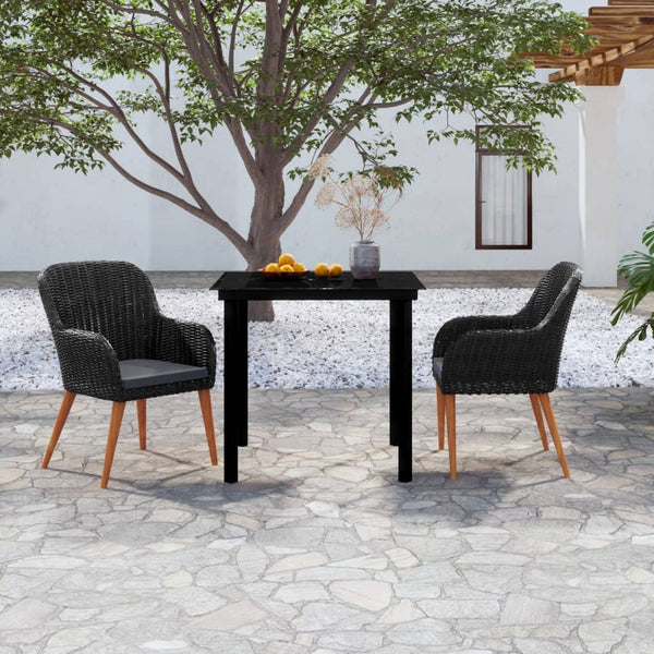 vidaXL 3-Piece Garden Dining Set with Cushions Black