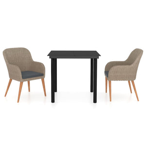 vidaXL 3-Piece Outdoor Dining Set with Cushions Brown