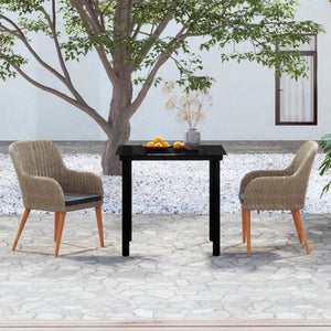 vidaXL 3-Piece Outdoor Dining Set with Cushions Brown