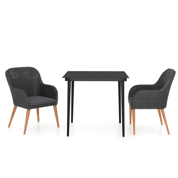 vidaXL 3-Piece Garden Dining Set with Cushions Black