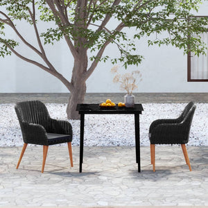 vidaXL 3-Piece Garden Dining Set with Cushions Black
