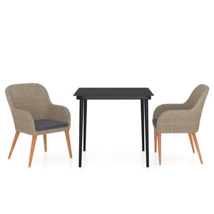vidaXL 3-Piece Outdoor Dining Set with Cushions Brown