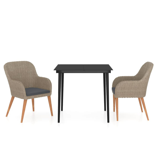 vidaXL 3-Piece Outdoor Dining Set with Cushions Brown