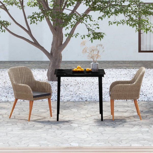 vidaXL 3-Piece Outdoor Dining Set with Cushions Brown