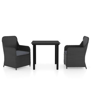 vidaXL 3-Piece Garden Dining Set with Cushions Black