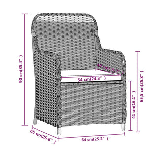 vidaXL 3-Piece Garden Dining Set with Cushions Black
