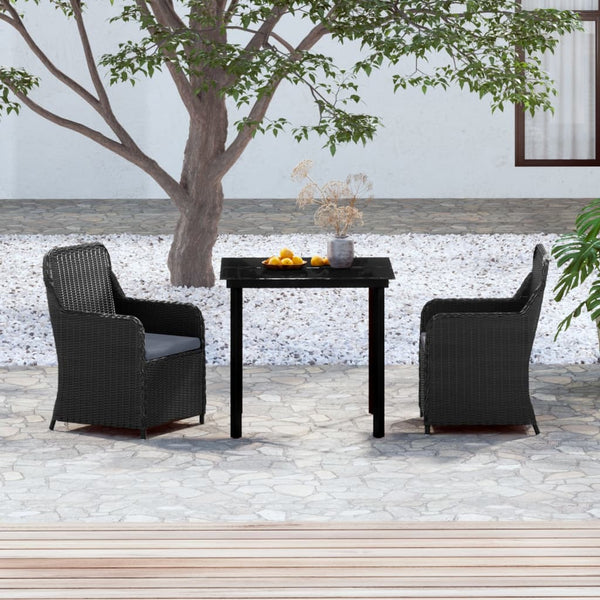 vidaXL 3-Piece Garden Dining Set with Cushions Black