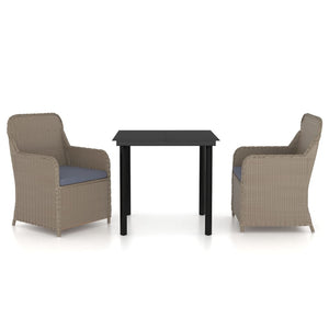 vidaXL 3-Piece Outdoor Dining Set with Cushions Brown