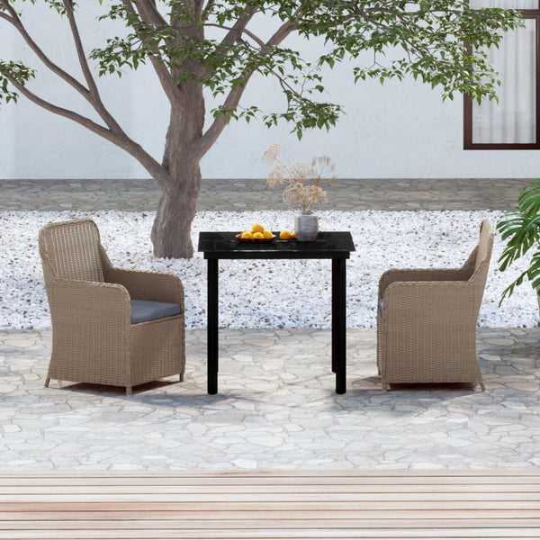 vidaXL 3-Piece Outdoor Dining Set with Cushions Brown