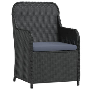 vidaXL 3-Piece Garden Dining Set with Cushions Black